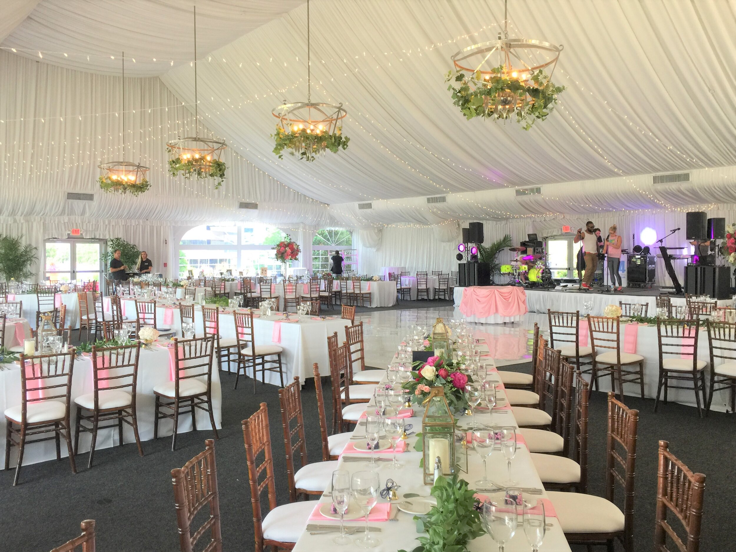 Ceiling top tent draping